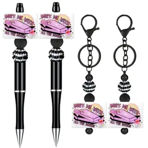 10pcs New Silicone Beads "BURY ME WITH ALL THE BOOKS" Decorative Beads DIY Keychain, Bracelet, Necklace Ornament, Pen Accessories, Bead Bracelet, Ballpoint Pen Making Silicone, Bead Keychain, Rustic Bead Design, Durable Silicone Bead Bead Material