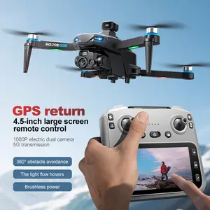 GPS Drone with 4.5" Screen Remote,UHD Dual Camera Brushless drones for adults long range GPS And Return Home,40 Min Flight(2Batteries),Near 4K UHD Adjustable wide angle Dual Camera, WiFi FPV, 360° AI Avoidance, Travel Case,Beginner To Pro Gift Ready