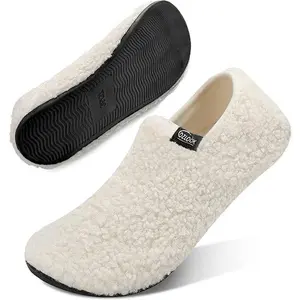 2025-House Slippers for Women Men Beige Round Toe Non-slip Sole Slip On for Indoor & Outdoor Portable Winter Warm Footwear Shoe Slide Comfort