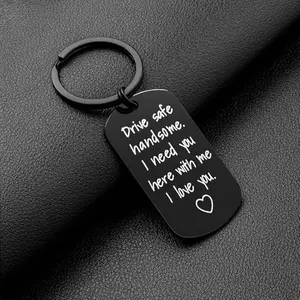 Drive Safe Keychain for Boyfriend - Drive Safe Handsome I Need You Here With Me, Keyrings Valentine's Day Fathers Day Birthday Gifts for Husband Best Friends