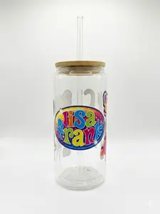 Lisa Frank Design 1 Bottle with Bamboo Lid and Straw Drinkware for Everyday Use