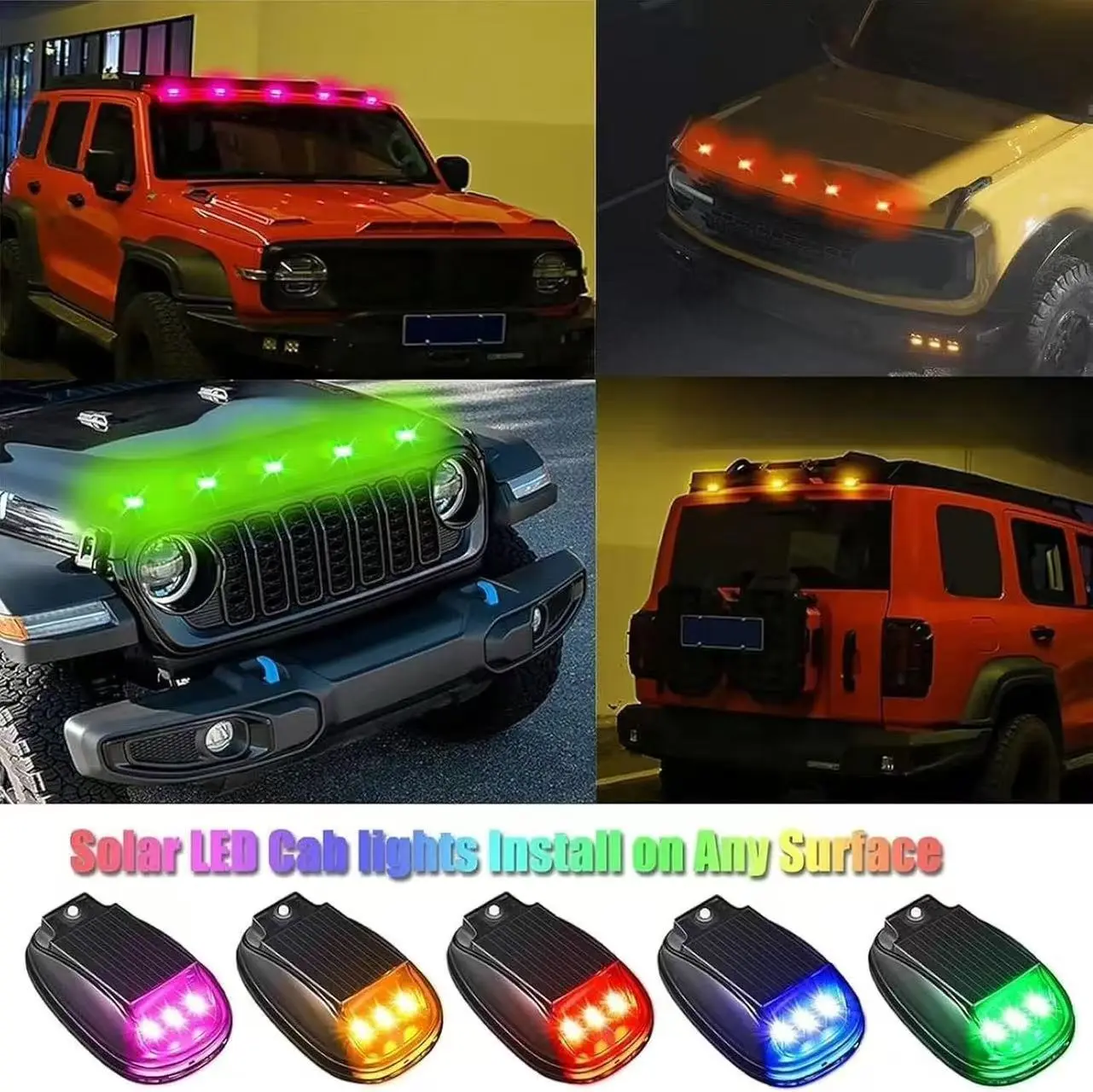 Sturdy Wireless Solar Lights - No-Drill RGB Remote-Control Auto Light Up Car Decorative Vehicle Accessories for Trucks, Camping Use, Car Decorative Light