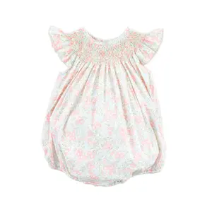 Vintage Garden Pink Smocked Angel Sleeve Bubble