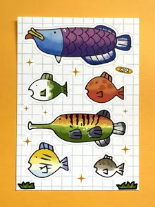 Wii Play Fish Stickers - Painted, Laptop Sticker, Water Bottle Sticker, Wii Fishing Game