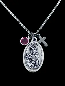 Personalized Saint Caterina de Siena Necklace Stainless Steel Patron Saint of Nurses Gift for Her