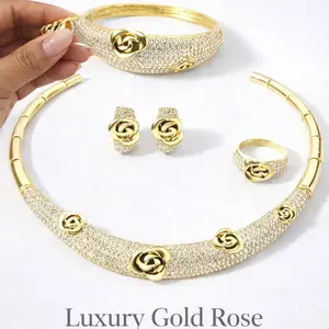 Luxury Gold Jewelry Set for Women – Necklace, Bracelet, Earrings