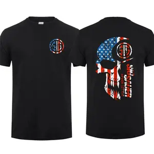 American Flag 2 Sided T-Shirt, Unisex Short Sleeve Casual 100% Cotton, Top Menswear, Tactical Gear, Gun Lover