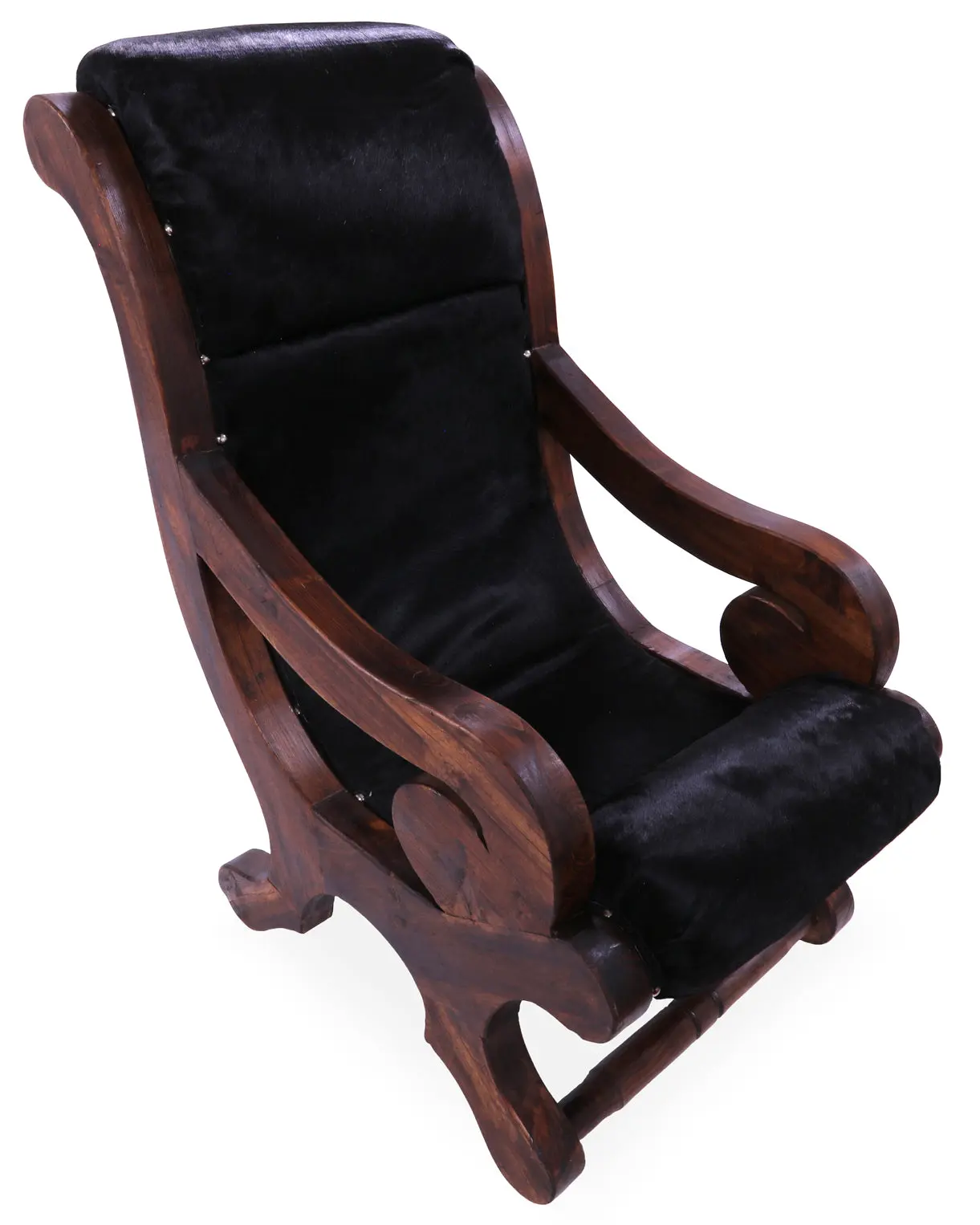 Reclaimed Wood Hair-On Cowhide Handcrafted Chair - C195-FC