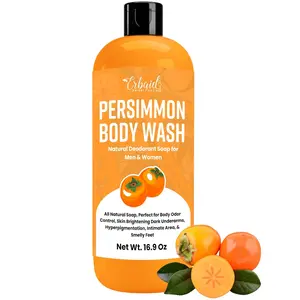 Persimmon Body Wash for Body Odor Control – Natural Deodorant Soap for Eliminating Odor – Underarms, Intimate Inner Thigh, Bikini Area, Smelly Feet – Purifying Deodorizing Soap, Kids Safe
