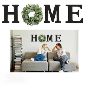 Wooden Home Decor: Letter “O” with Artificial Eucalyptus Wreath | Farmhouse-Style Wall Decor in Black | Hanging Wall Art for the Living Room, Kitchen, or Entryway | Vintage Farmhouse Decor