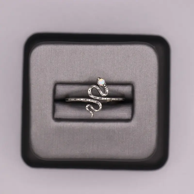Sterling Silver Stone Ring - Snake Opal Design