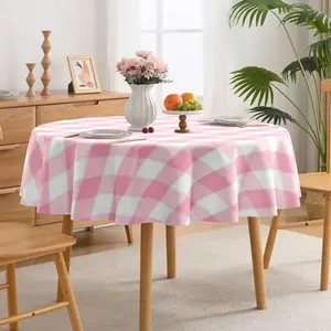 Plaid Style Tablecloth, 2D Fat Printing, Festival Party Tablecloth, Outdoor Camping Round Tablecloth, Kitchen Accessory, Ideal Gift
