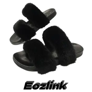 2025 new style Women's Open Toe Slippers Fuzzy Fluffy House Slippers for Women Cozy Furry Slides Slippers