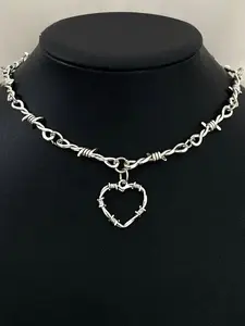 Punk Style Heart Shaped Pendant Necklace, Gothic Style Jewelry for Party, Daily Clothing Decor, Trendy All-match & Exquisite Jewelry for Birthday Gift, Exquisite Chain Jewelry