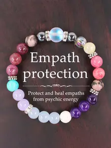 Empathy Protection Bracelet, Healing Crystal Bracelet, Handmade Garnet Multi-Gemstone Beaded Jewelry, Fashion Accessory for Men and Women, Perfect Gift