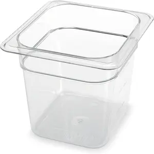 Storplus Food Pan, Food Storage Container with Spoonable Corners for Catering, Buffets, Restaurants, Polycarbonate (Pc), 1/6 Size 6 Inches Deep, Clear