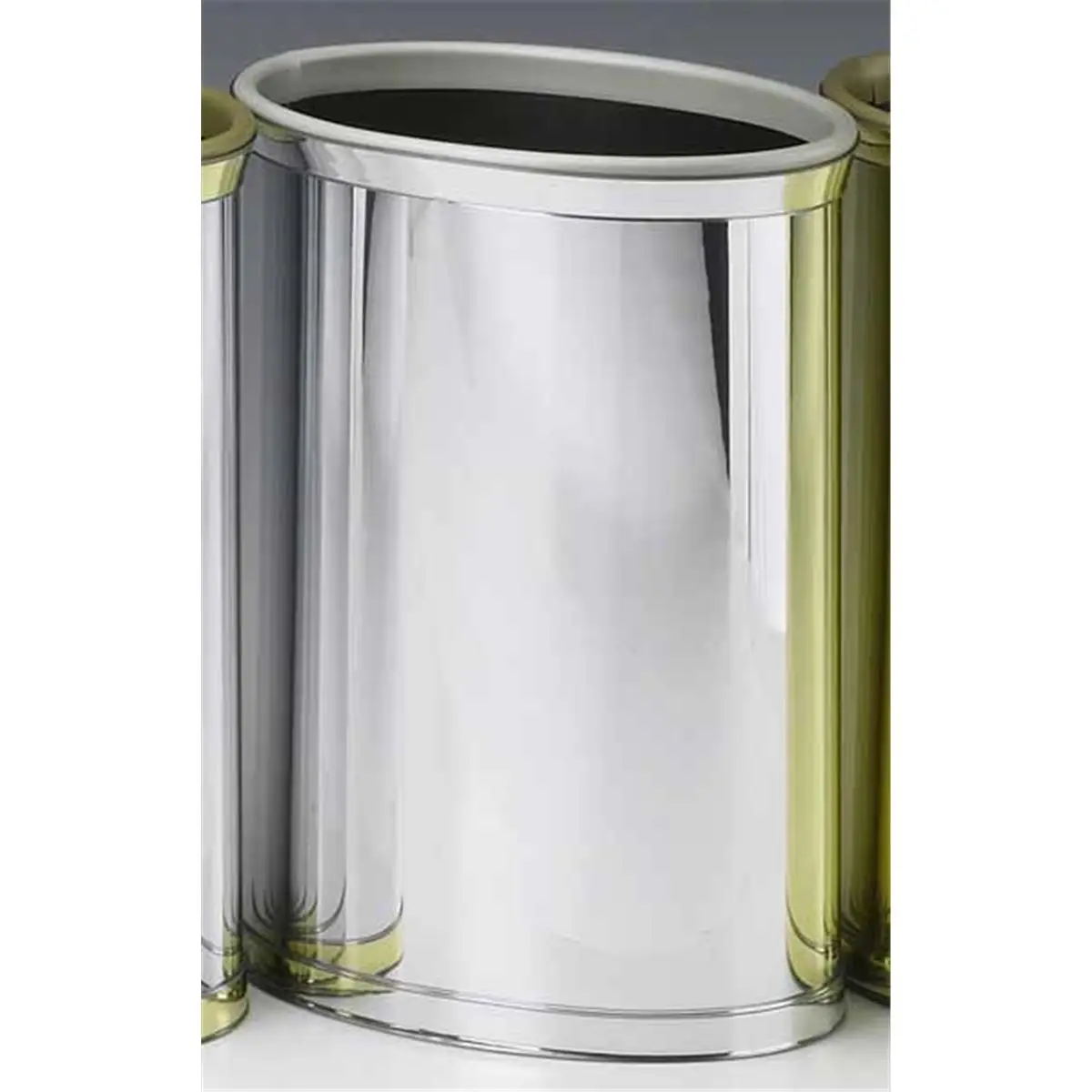 212 MAIN Mylar Waste Bin Baby Nursery Decor Open Top, Sparkly Household Trash Can with Polished Chrome Band, Exceptional Functionality & Outstanding Design for Baby Rooms