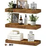 Floating Shelves for Wall Bathroom Shelf Bedroom Kitchen Living Room Hanging Book Shelves Small Farmhouse Decor 16 inch Set of 3, Rustic Brown, Wall Mounted Shelf, Wall Organizer Shelf