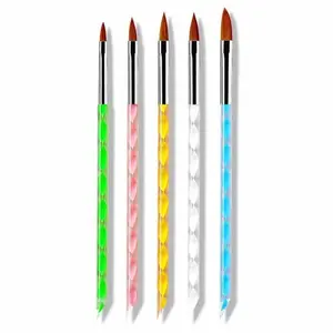 Professional 5-Piece Nail Brush Set, Nail Art Brush: Synthetic Bristles, Non-Shedding, Stainless Steel Handle. Includes Flat, Angled, Detail, Fan Brushes for Smooth Gel & Dip Powder Application. Ergonomic Grip for Salon & Diy Use.