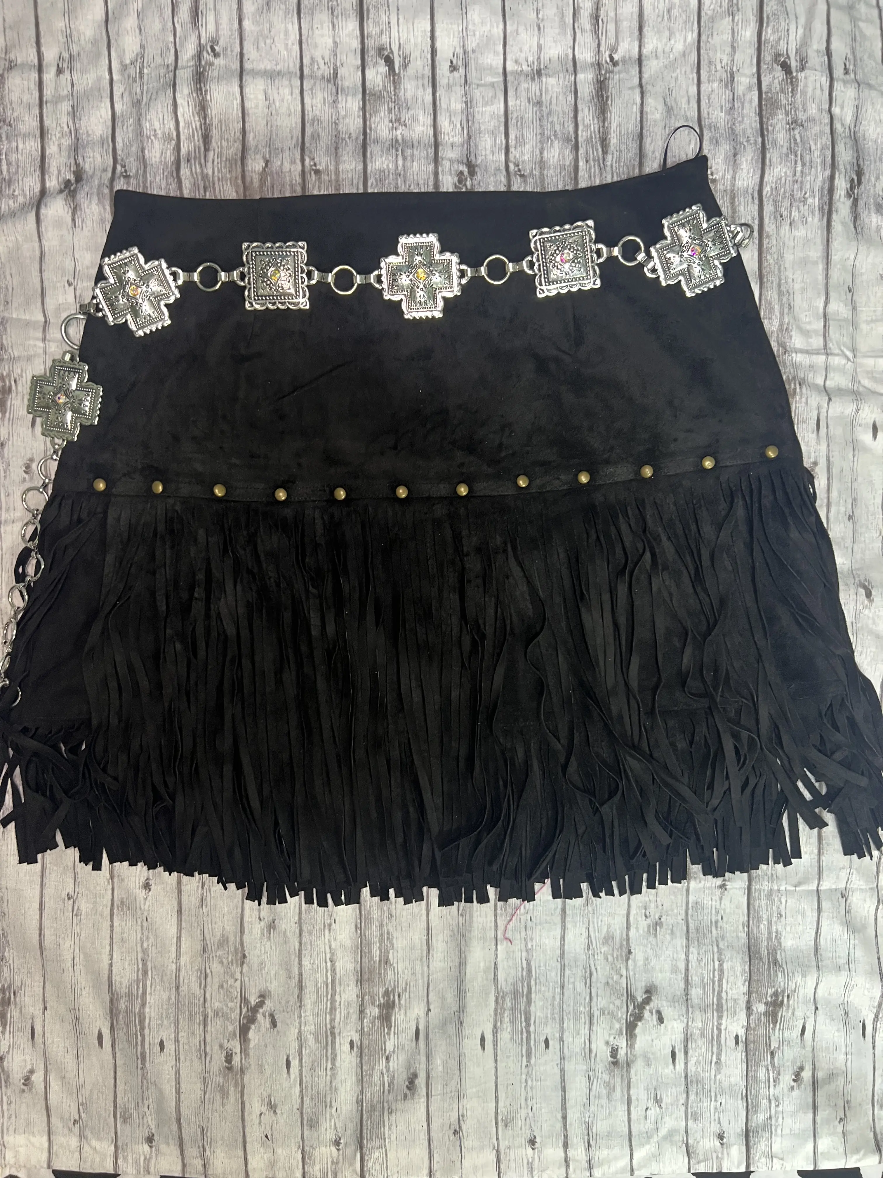 UNIQUE TASSEEL WESTERN SKIRT Black