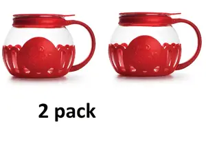 2 pack-1.5 Quart Red Borosilicate Glass Microwave Popcorn Popper - Kitchen Utensil - Utensils Lid Silicone