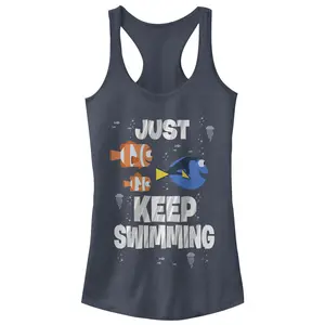 Juniors Womens Finding Dory Just Keep Swimming Racerback Tank Top
