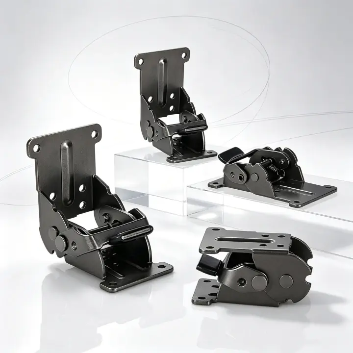 Pack of 4 Dark Bronze Galvanized Iron 0-90-180 Degree Folding Hinge Locks, Invisible Locking Brackets for Table Extension Panel Support, Space-Saving Hidden Hardware for DIY Furniture, Desks