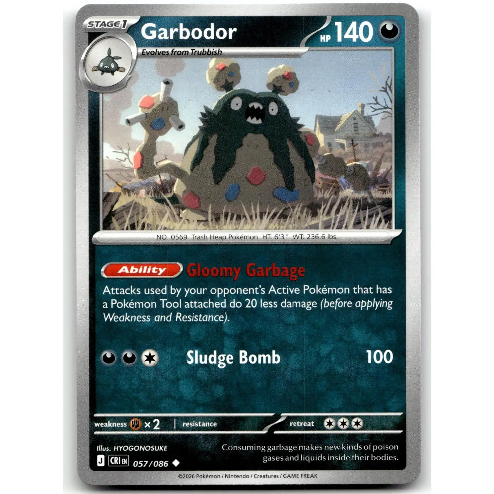 Garbodor 057/086 Uncommon Chaos Rising Pokemon Near Mint