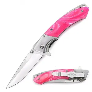 Pretty Pink and Silver Folding Knife Versatile Practical Tool Arts Crafts Camping Hiking Gifting Collecting