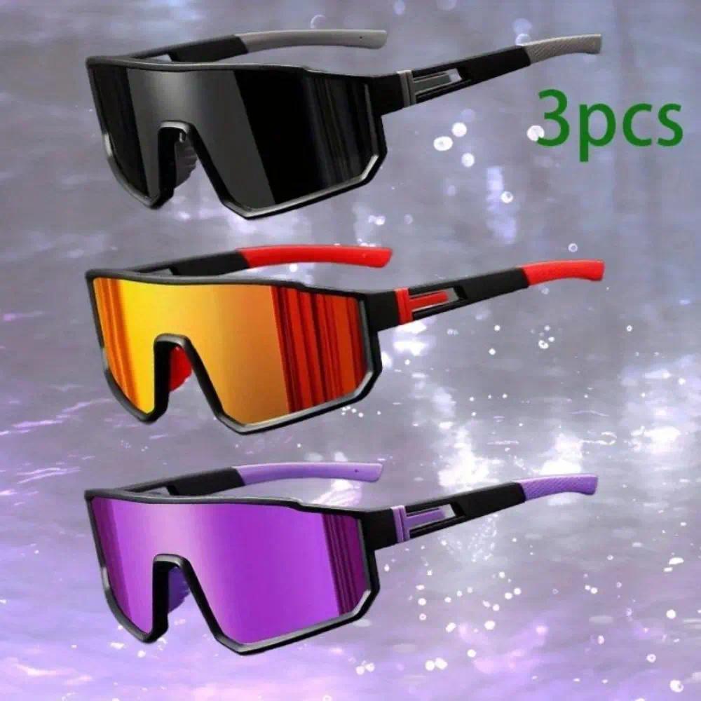 3-Pack Men Women Cycling Sunglasses Large Frame Windproof Outdoor Sports Ski Goggles Protective Eyewear