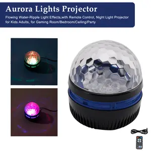 Areyourshop Ocean Wave Aurora Projector Lamp Colorful LED Night Light Remote for Bedroom