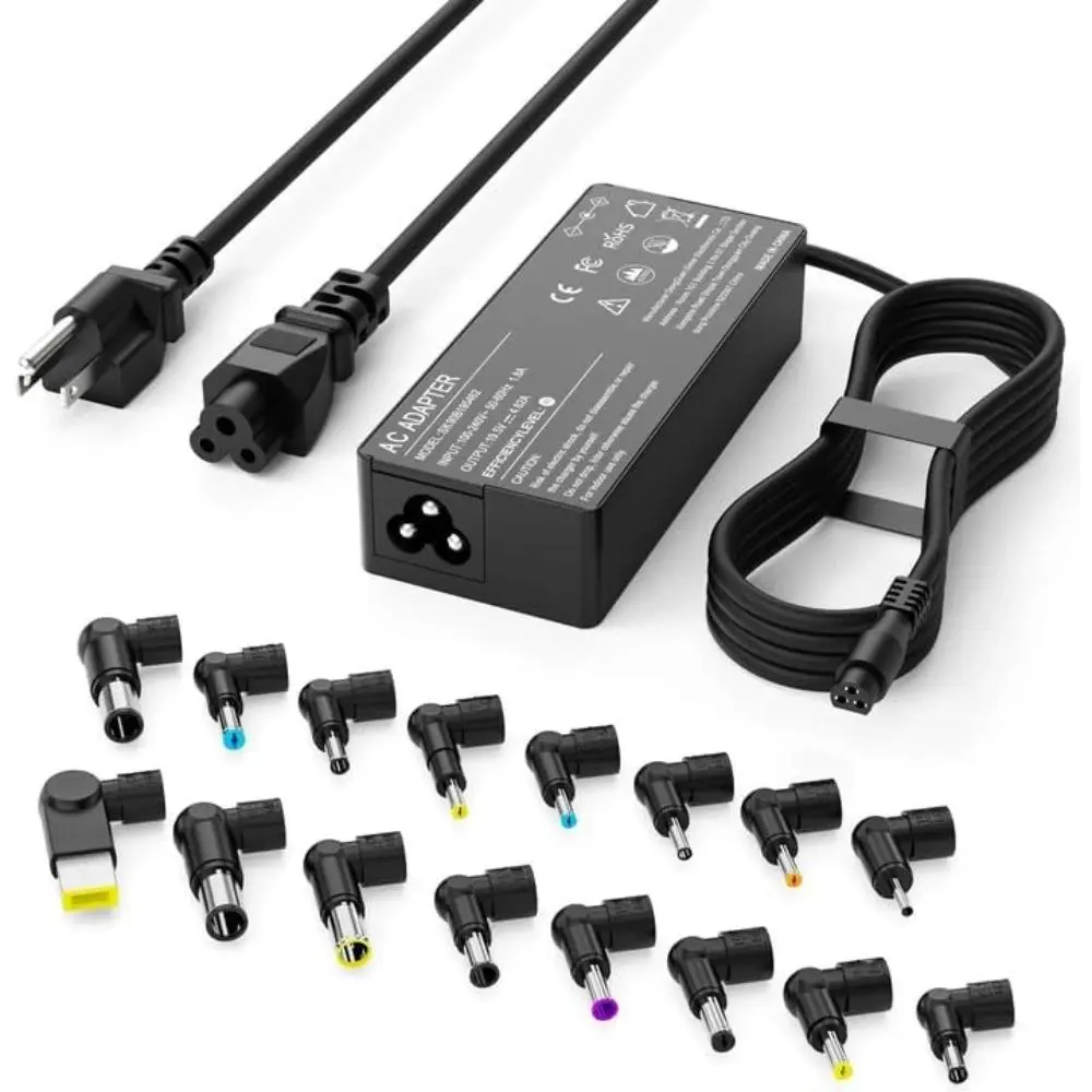 90W Output Universal Laptop Charger Plug, Compatible with HP Dell Asus Lenovo Acer Sony Gateway Notebooks Ultrabooks Chromebooks, AC Adapter Power Supply with 16 Multiple Tips & Includes Cable