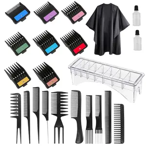 Modeling tool accessories set, Haircut Kits, magnetic limit comb and storage box, 8-in-1 limit comb, ten-piece comb and bib, universal gradient oil head positioning teeth gradient barber positioning comb set, available for home and salon.