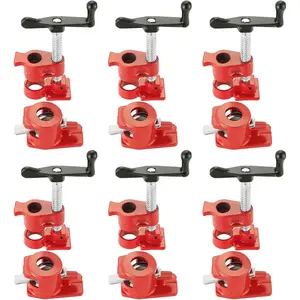 6 Pack 1/2" Heavy Duty Quick Release Wood Gluing Pipe Clamp Set, Cast Iron Pipe Clamps for Woodworking