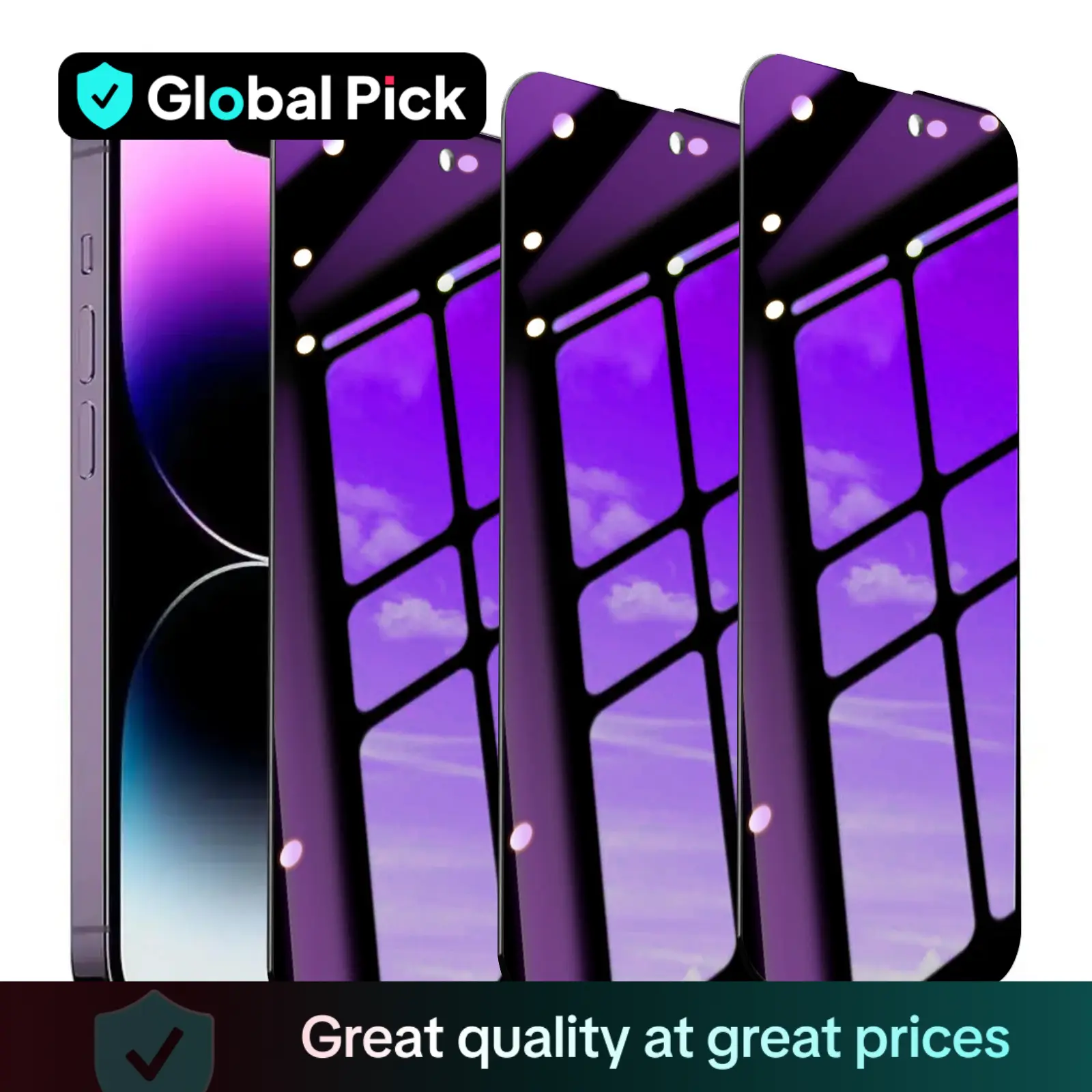 Anti-spy Tempered Glass Screen Protector, 3 Counts Anti-blue Light Phone Screen Protector, Phone Accessories Compatible with iPhone 15 Pro Max 16