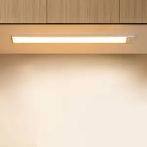 Smart LED Motion Sensor Strip Light, Self-Adhesive Rechargeable Wall Lighting Fixture, Dimmable Under-Cabinet Lamp for Kitchen & Closet, Shelf Lights