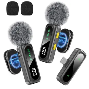 Professional Dual Wireless Clip-on Microphone: Smart Noise Cancelling & Magnetic Clip, Up to14H Battery, Studio Sound for Video Recording, Interview, Podcast, Perfect for TikTok, YouTube, Vlog, Usb Streaming Mic