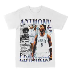 Anthony Edwards TShirt, Minnesota Timberwolves Star Player Graphic on Soft Cotton Fabric, Unisex Fit for NBA Fans, Perfect Gift for Basketball Lovers