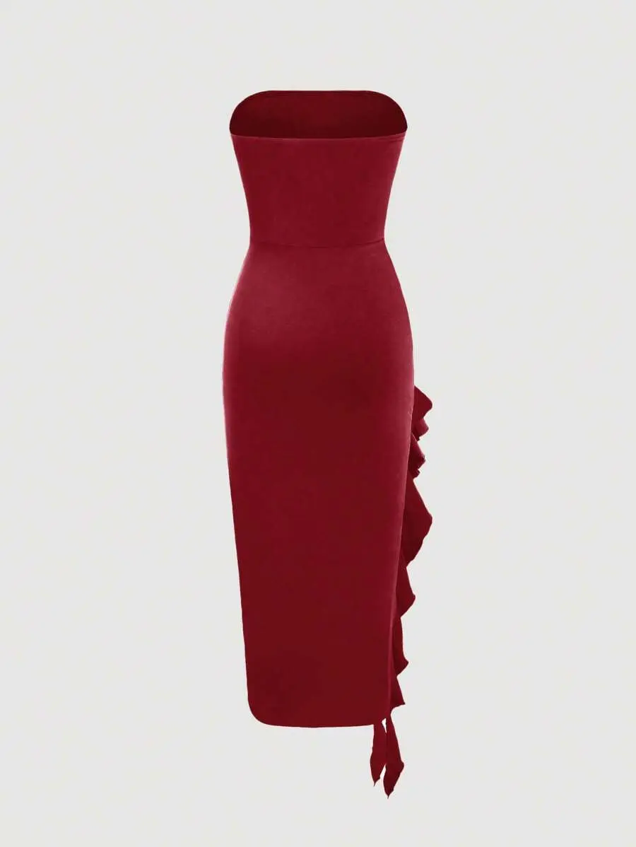 Sweetra Women Fashionable Asymmetrical Design Empire Waist Maxi Tube Dress,Ladies Elegant Ruched,Ruffle,Split Thigh Sleeveless Strapless Slim Fit Long Black Plain Bodycon,Fitted Women Long Dresses,Spring/Summer,Party/Nightclub Outfits Y2K Outfit ... Sweetra Women Fashionable Asymmetrical Design Empire Waist Maxi Tube Dress,Ladies Elegant Ruched,Ruffle,Split Thigh Sleeveless Strapless Slim Fit Long Black Plain Bodycon,Fitted Women Long Dresses,Spring/Summer,Party/Nightclub Outfits Y2K Outfit ...