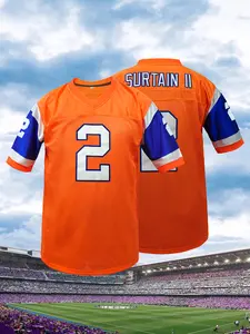 Men's Stitched Denver #2 Football Jersey, football shirts, Sporty Loose-Fit Long Sleeve T-Shirt, Breathable Casual Wear for All Seasons, Breathable Athletic Top, Sports Top