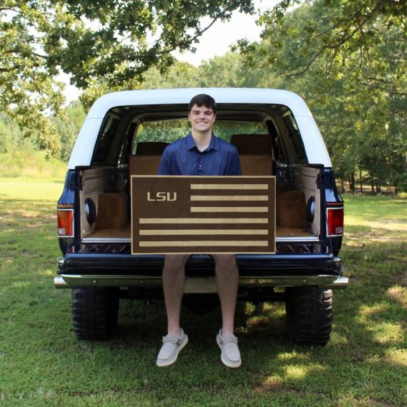 LSU Tigers Flag Wood LED Sign | Handcrafted, Officially Licensed, Made in USA