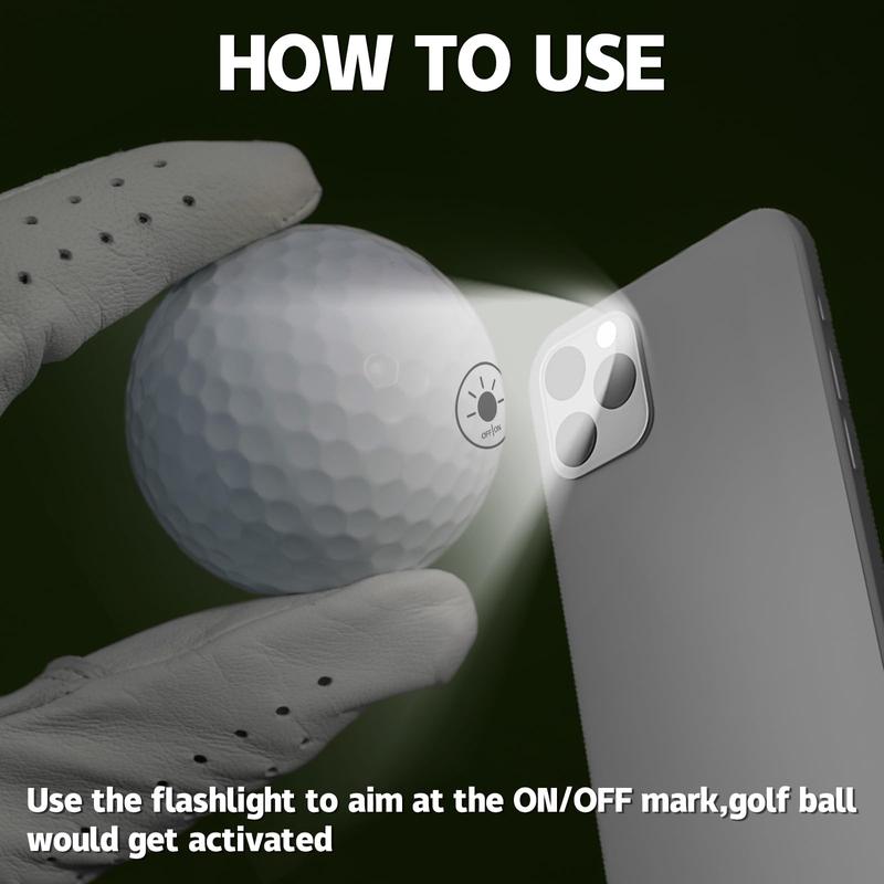 6 Pack Glow-in-the-Dark LED Golf Balls | Light Activated, Easy On & Off | Night Golf Fun