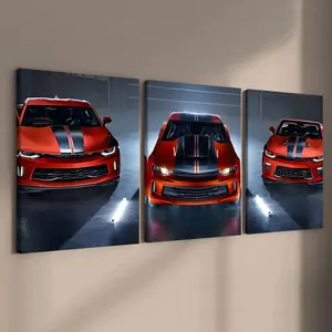 Car Pattern Canvas Painting with Frame, 3 Counts/set Modern Wall Art, Wall Decor for Home Living Room Bedroom Office