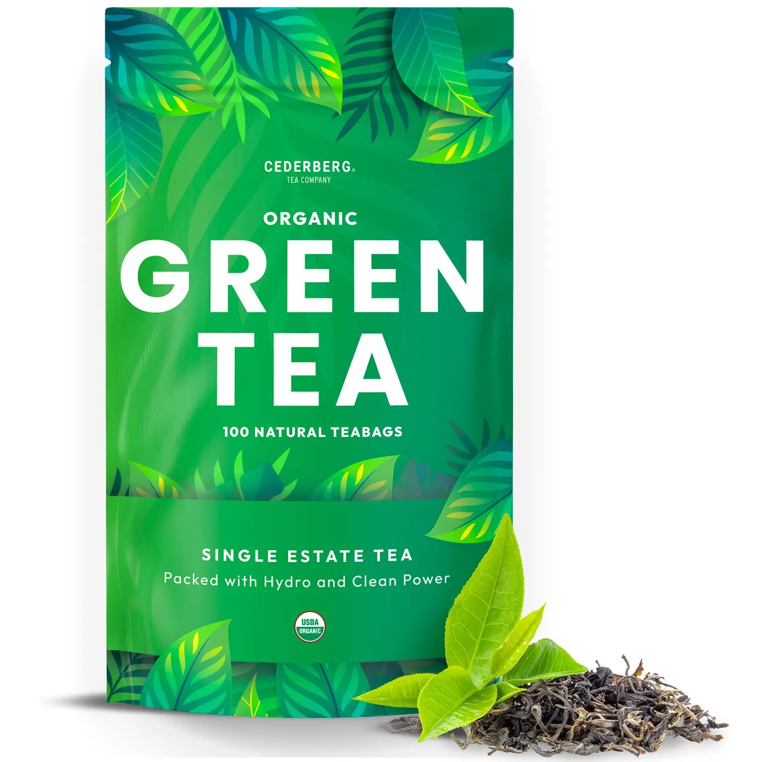 Cederberg Tea Company Organic Green Tea 100 Natural Teabags - Aids in Metabolism - Caffeine Herbal beverage - Enjoy Hot or Cold