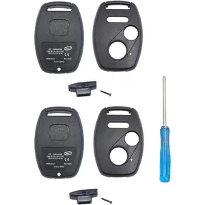2PCS Replacement Key Fob Cover Case fit for Honda 2003-2012 Accord 2006-2013 Civic EX 2009-2015 Pilot 2005-2006 CR-V Ridgeline Odyssey Keyless Entry Key Fob Shell (2+1, Black+Black)