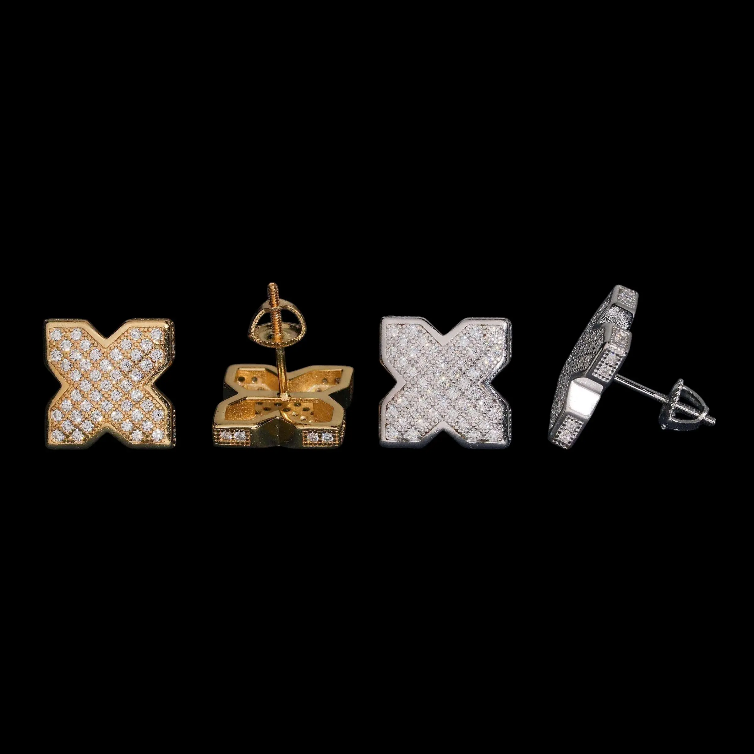 X Cluster Stud Earrings Lab Diamond – 14k Gold