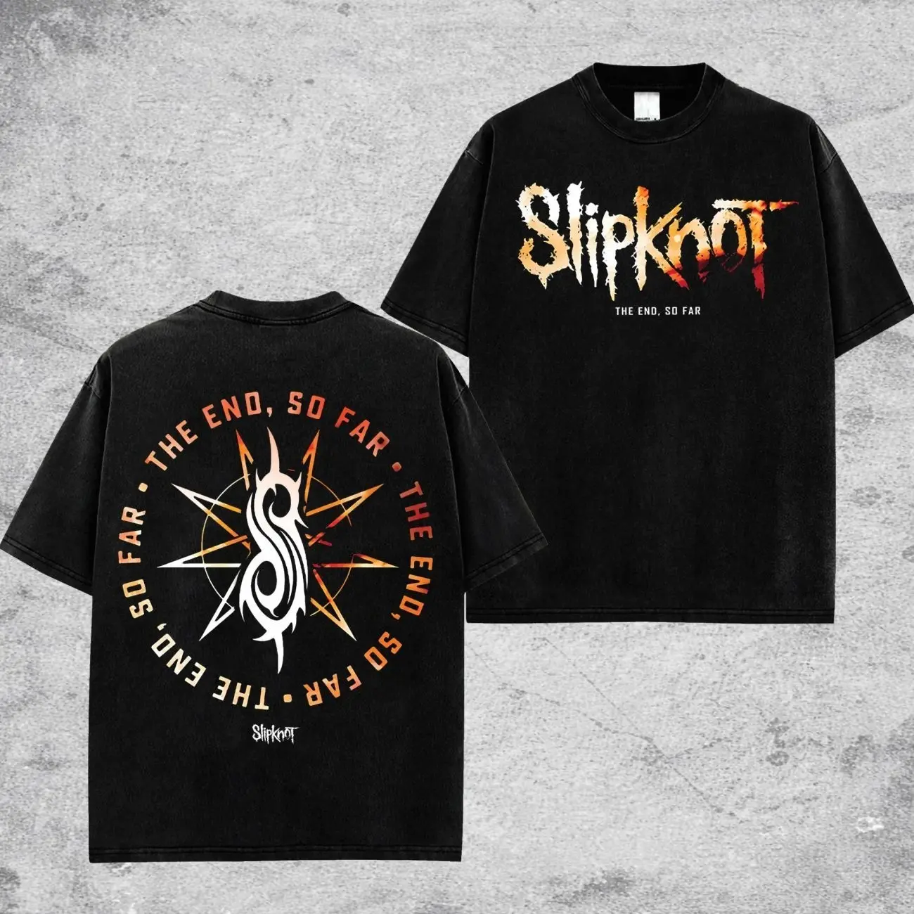 Slipknot The End So Far Retro Unisex 100% Cotton Hoodie T-Shirt – Slipknot World Tour Rock Heavy Metal Cotton Washed Tee, Nu Metal Rock Band Washed Shirt, Oversized Vintage Tee, Heavy Metal Merch, Gift for Rock Fans 1V1