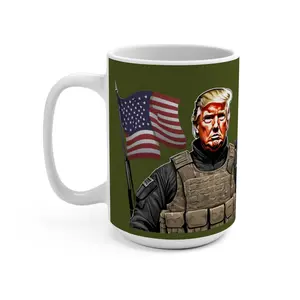 Trump the Soldier 2024 MAGA Jumbo Ceramic Coffee Mug 15oz Drink Drinkware Washable Reusable Reuse Cup