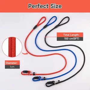 3Pcs 5 FT Slip Lead Dog Leash, Duty Rope Leash for Small Medium Dogs, No Pull Training Lead Strong Comfortable Loop Leash (Red/Black/Blue) - Home Improvement.