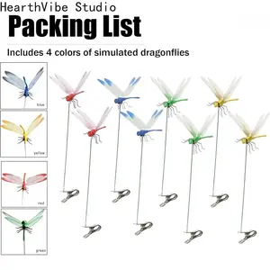12 Pack Dragonfly Fly Repellent Clip, 3D Fake Dragonfly Garden Decor, Chemical-Free Insect Repellent for Patio, Backyard, Outdoor Plants and Camping Use